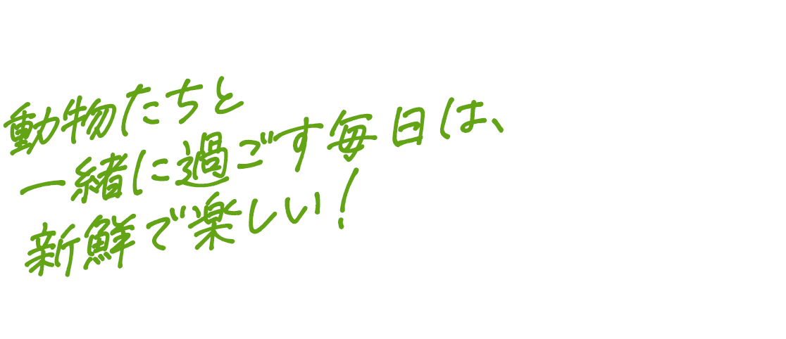 動物たちと一緒に過ごす毎日は、新鮮で楽しい！